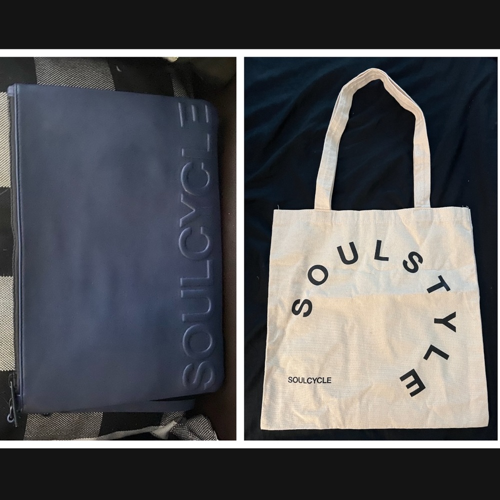 Soulcycle BUNDLE navy clutch pouch soul cycle tote.